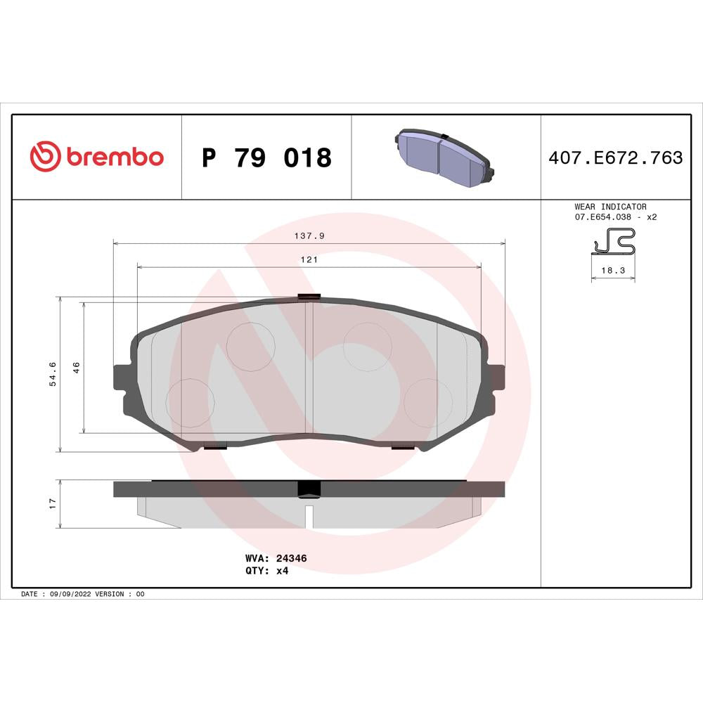 Set placute frana fata Brembo P 79 018