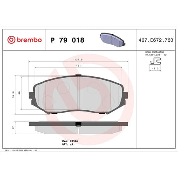 Set placute frana fata Brembo P 79 018