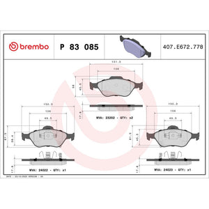 Set placute frana fata Brembo P 83 085