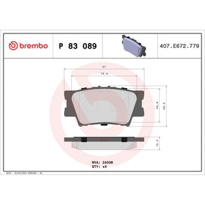 Set placute frana spate Brembo P 83 089