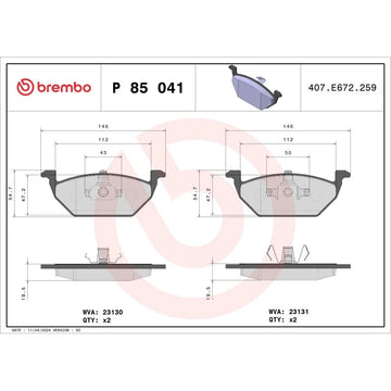 Set placute frana Brembo P 85 041