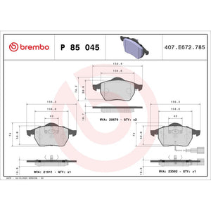 Set placute frana Brembo P 85 045
