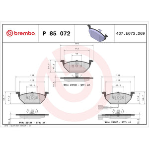 Set placute frana Brembo P 85 072