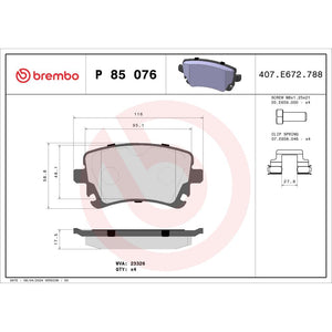 Set placute frana spate Brembo P 85 076