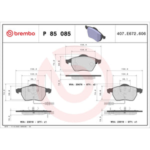 Set placute frana Brembo P 85 085