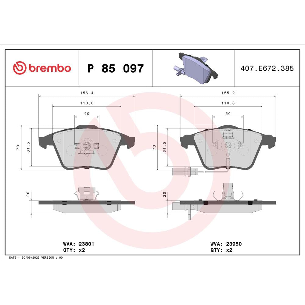 Set placute frana Brembo P 85 097