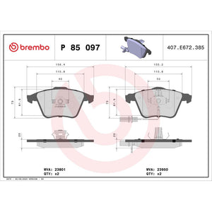 Set placute frana Brembo P 85 097