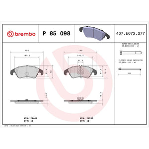 Set placute frana Brembo P 85 098