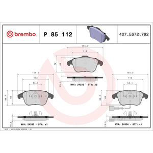 Set placute frana Brembo P 85 112