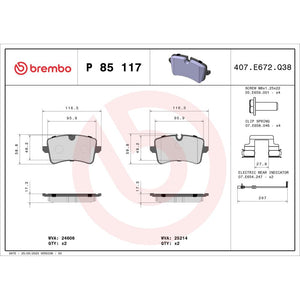 Set placute frana frana disc Brembo P 85 117