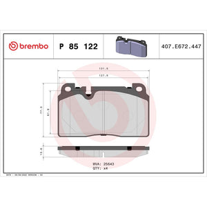 Set placute frana fata Brembo P 85 122