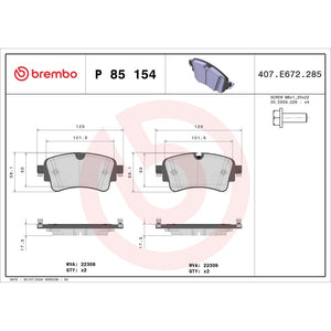 Set placute frana Brembo P 85 154
