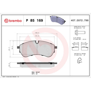 Set placute frana Brembo P 85 169
