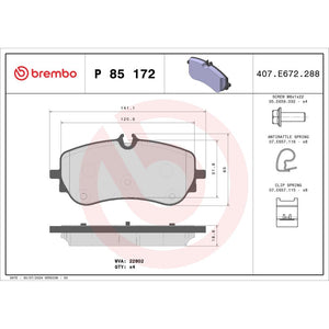 Set placute frana Brembo P 85 172