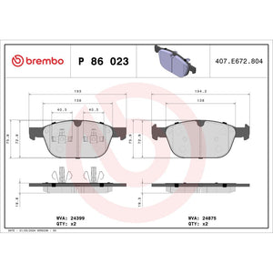 Set placute frana fata Brembo P 86 023