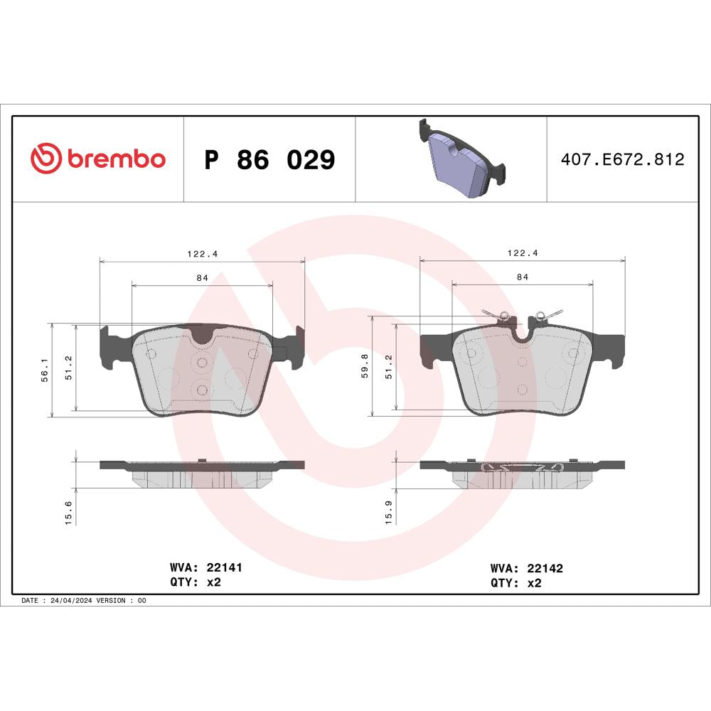 Set placute frana Brembo P 86 029
