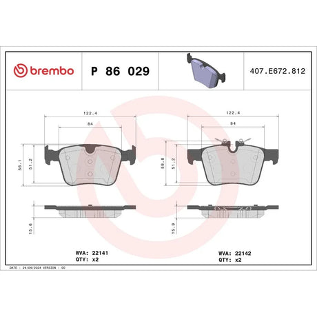 Set placute frana Brembo P 86 029
