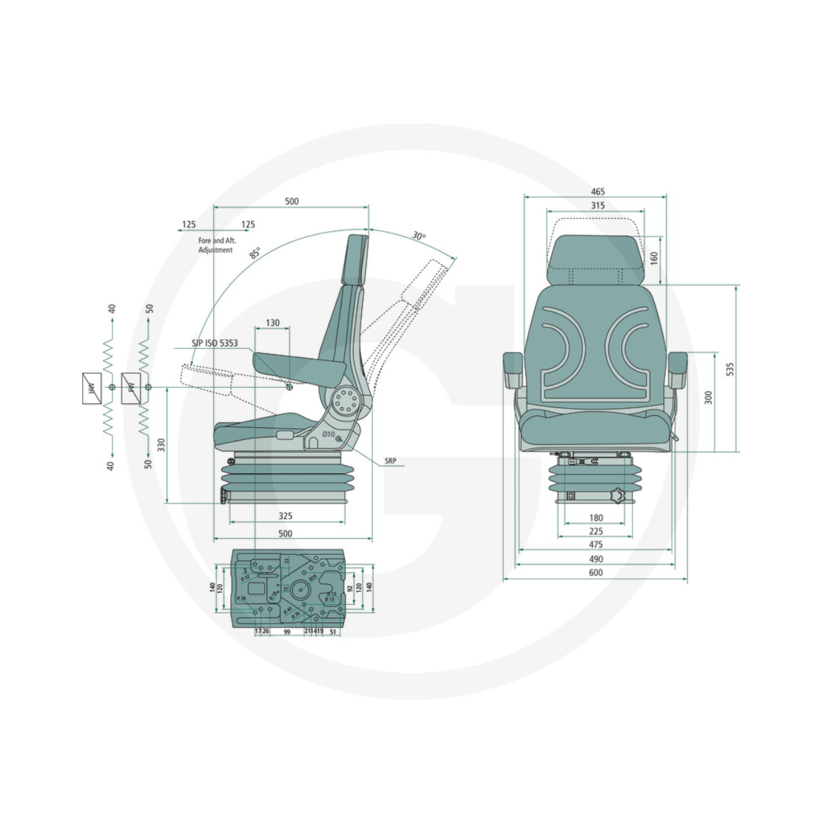 Scaun reglabil cu suspensie mecanica Granit 240920116