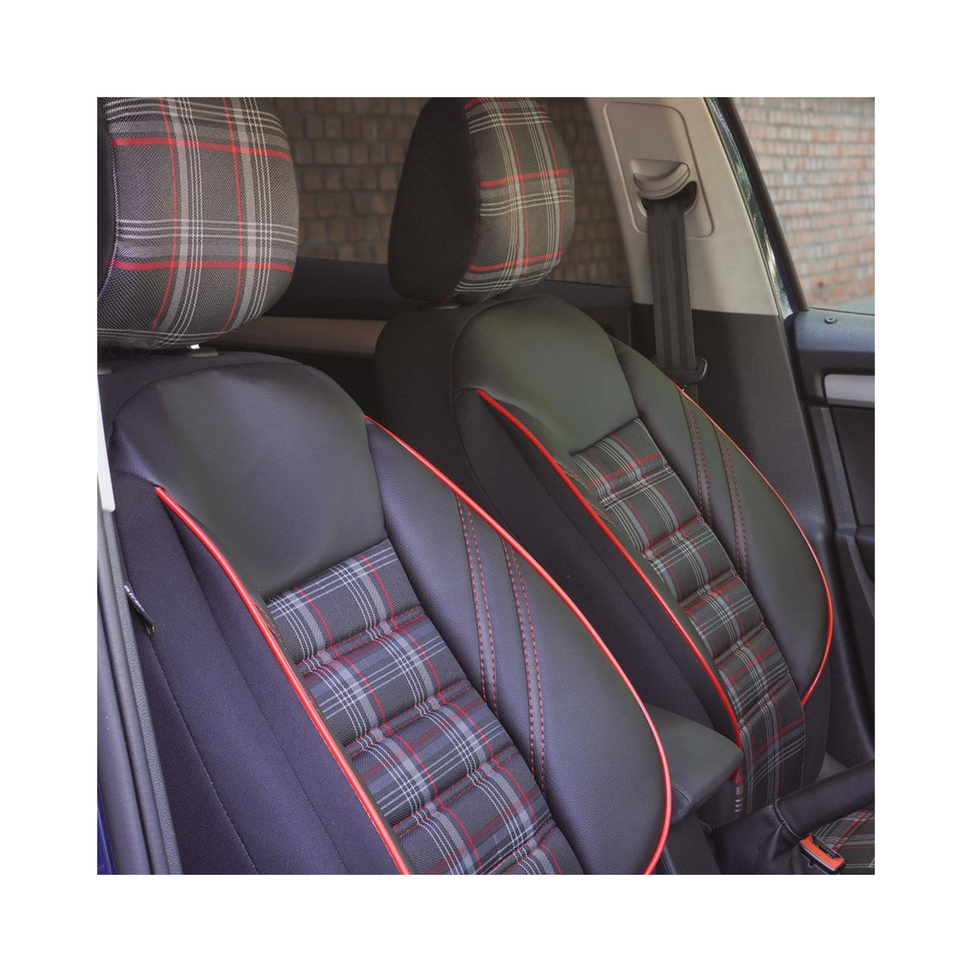 Set huse scaun sport negru-rosu