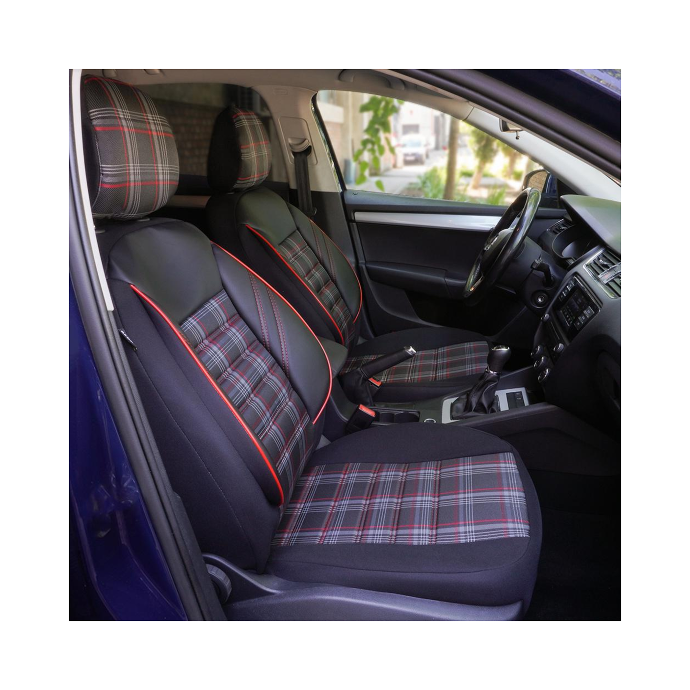 Set huse scaun sport negru-rosu