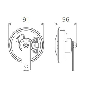 Claxon electromagnetic, tip disc, 24V 3A ton inalt Seger 50FI24.100.02K
