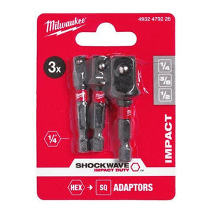 Adaptor biți SHOCKWAVE IMPACT DUTY Milwaukee, set de 3 bucăți 4932479228