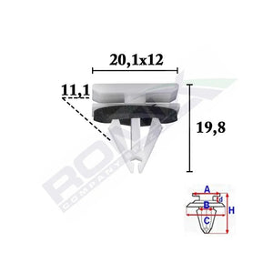 Clips fixare elemente exterior pentru Ford, Opel, Chevrolet 11.1X19.8X20.1MM gri - set 10 buc Romix C70587 – imagine 2