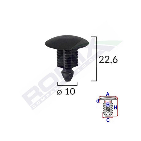 Clips tapiterie pentru Fiat ducato - negru set 10 buc Romix 10183