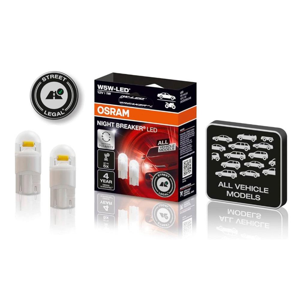 Set 2 becuri night breaker LED W5W omologare rar Osram Ams-osram 2825DWNB-2HFB