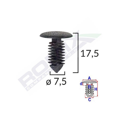 Clips tapiterie pentru opel/citroen/peugeot - negru set 10 buc Romix 10495