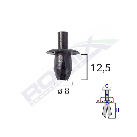 Clips fixare elemente roata pentru Dacia Renault - negru set 10 buc Romix 15321