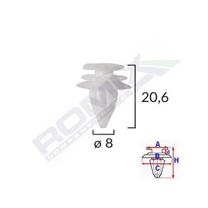 Clips tapiterie pentru Bmw 8X20.6MM - alb set 10 buc Romix B21124