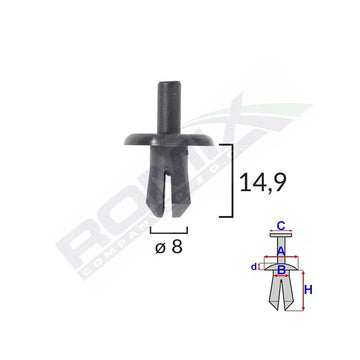Clips fixare pentru Audi, Mercedes, Opel 8X14.9MM negru - set 10 buc Romix C70310