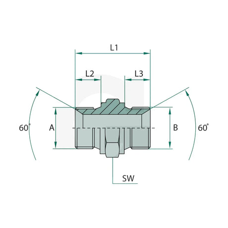 Schita dimensiuni Adaptor drept GA 3/4 M-BSP x 3/4 M-BSP compatibil BvL GRANIT 81516005