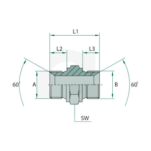 Schita dimensiuni Adaptor drept GA 3/8 M-BSP x 3/4 M-BSP GRANIT 81516019