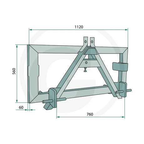 Schita dimensiuni Adaptor in 3 puncte GRANIT 77875529