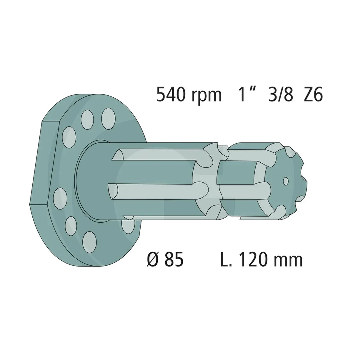 Schita dimensiuni Ax final priza de putere 540rpm compatibil Same, Lamborghini, Renault GRANIT 70818768
