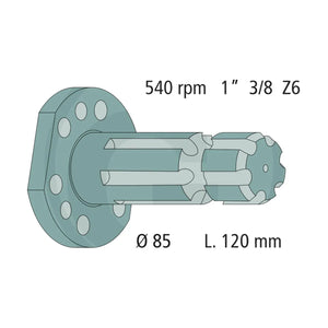 Schita dimensiuni Ax final priza de putere 540rpm compatibil Same, Lamborghini, Renault GRANIT 70818768
