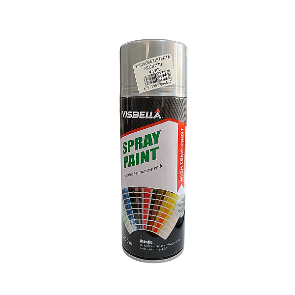 Spray vopsea termorezistenta 500°C argintiu 400ml Visbella 54685