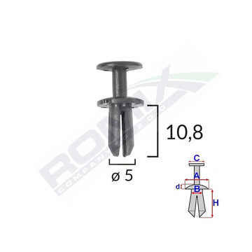 Clips fixare pentru grup vag 5X10.8MM negru - set 10 buc Romix C70300