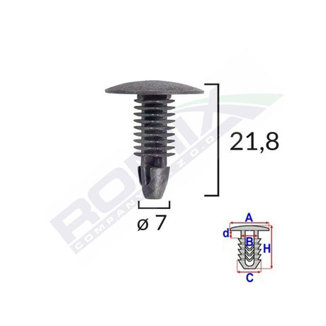 Clips tapiterie pentru honda/hyundai/toyota 7X21.8MM - negru set 10 buc Romix A175047
