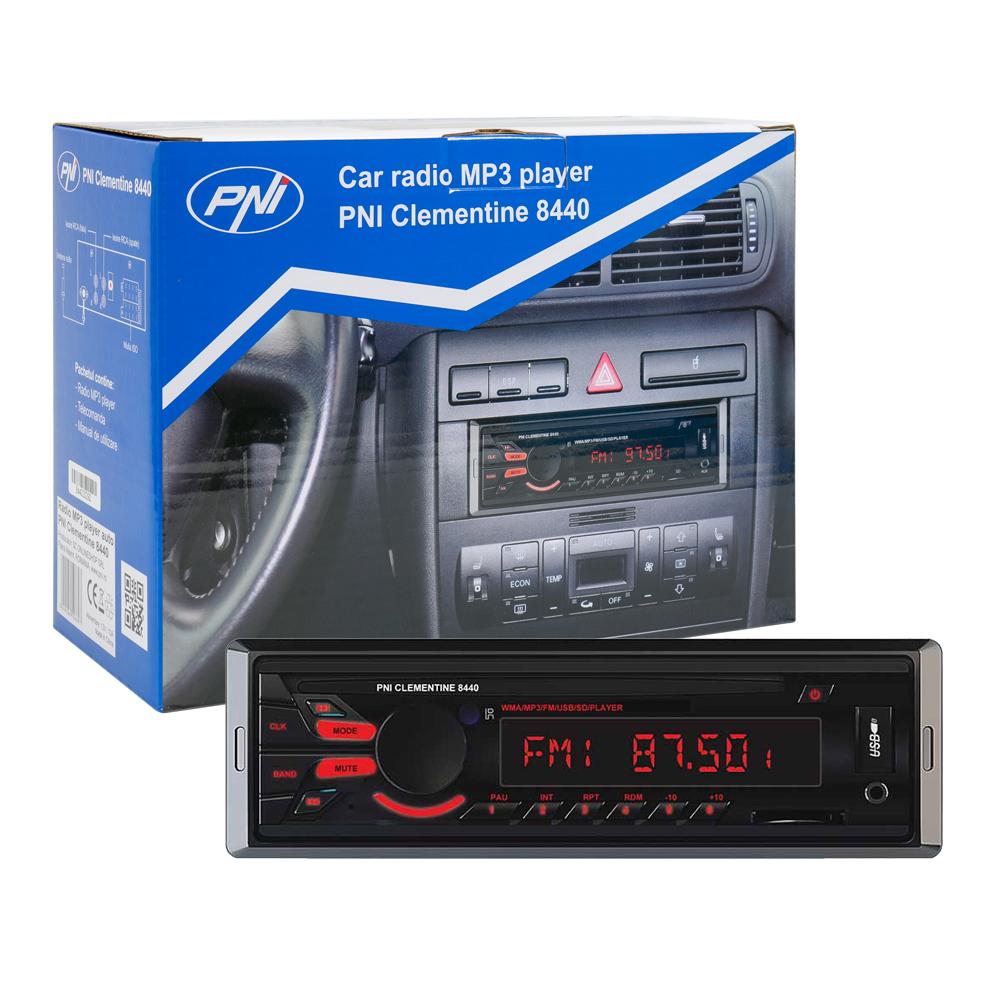 Radio MP3 player auto Pni clementine 8440, 4X45W, 12V, 1 din, cu sd, USB, aux, rca PNI-MP3-8440