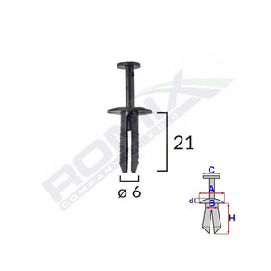 Clips fixare pentru bmw/opel 6X21MM - negru set 10 buc Romix C10009