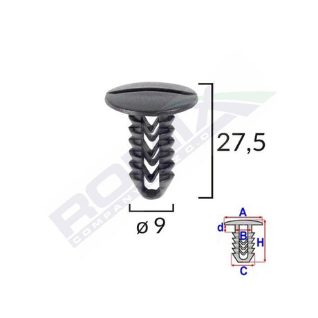 Clips tapiterie pentru Fiat set 25 buc Romix 10050