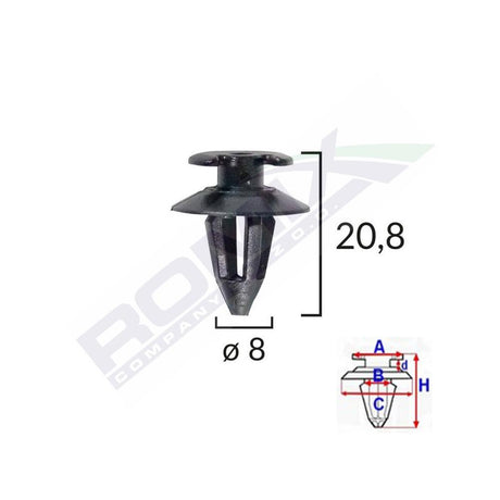 Clips tapiterie pentru audi/bmw/seat/vw 8X20.8MM - negru set 10 buc Romix A12954