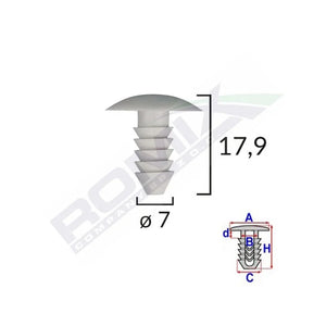 Clips tapiterie pentru Fiat 7X17.9MM - gri set 10 buc Romix A12271S – imagine 2