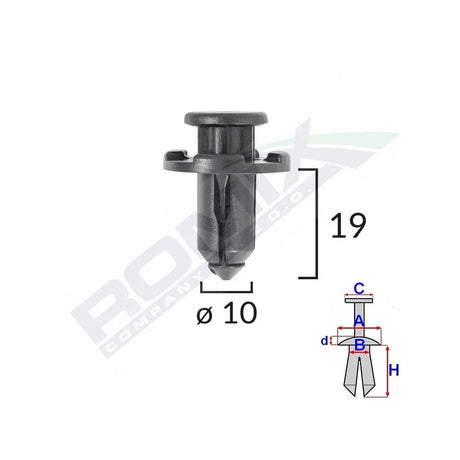 Clips fixare pentru Subaru 10X19MM negru - set 10 buc Romix C70195 – imagine 2