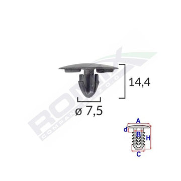 Clema capac motor pentru lexus/toyota 7.5X14.4MM - negru set 10 buc Romix B25665