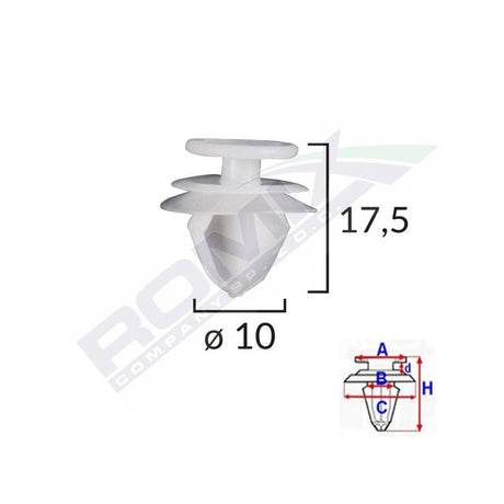Clips tapiterie pentru citroen/peugeot/volvo 10X17.5MM - gri set 10 buc Romix C10091