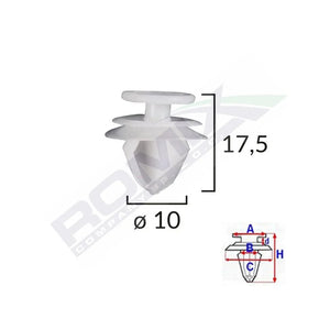 Clips tapiterie pentru citroen/peugeot/volvo 10X17.5MM - gri set 10 buc Romix C10091 – imagine 2